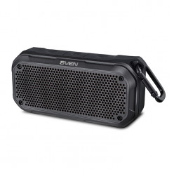 SVEN PS-240 Black, Bluetooth Waterproof Portable Speaker, 12W RMS, Water protection (IPx7), LED display, Support for iPad & smartphone, FM tuner, USB & microSD, TWS, built-in lithium battery - 2000 mAh, ability to control the tracks, AUX stereo input